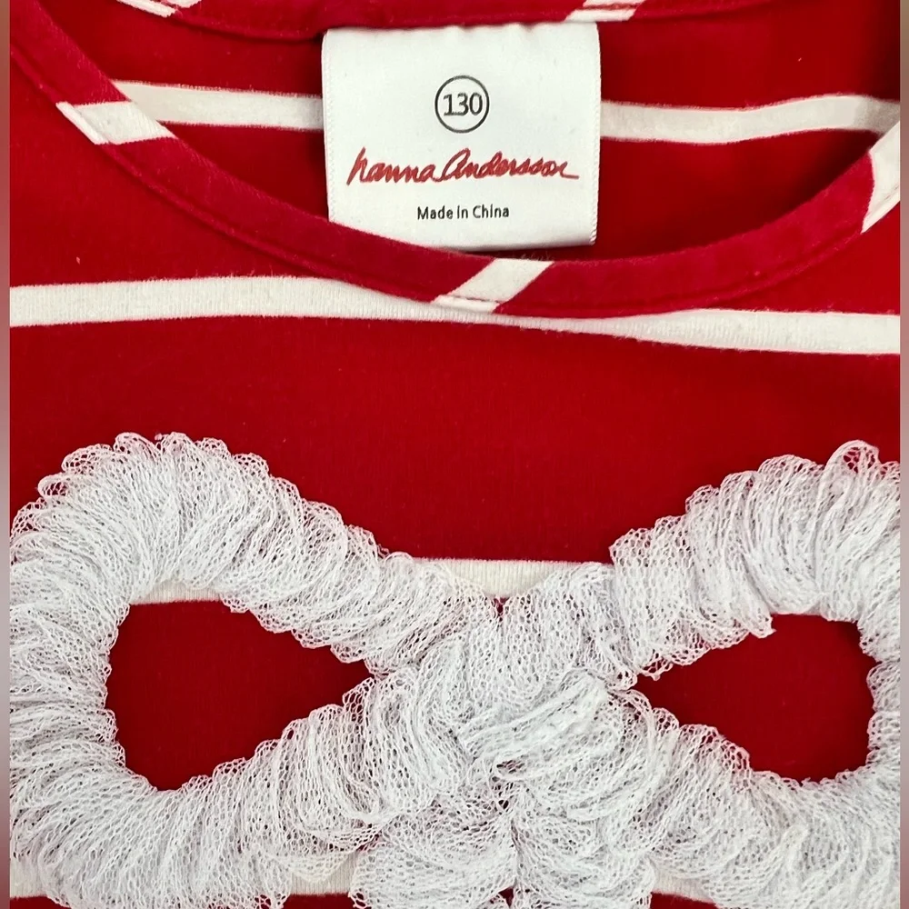 Hanna Andersson red and white striped shirt and black tulle skirt Size 8 - Picture 12 of 13